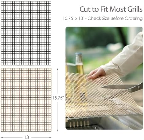 Kingrol 6 Pack Non-Stick BBQ Grill Mesh Mat, 15.75" x 13", Safe for Gas, Charcoal, Pellet & Smoker Grills - Image 4