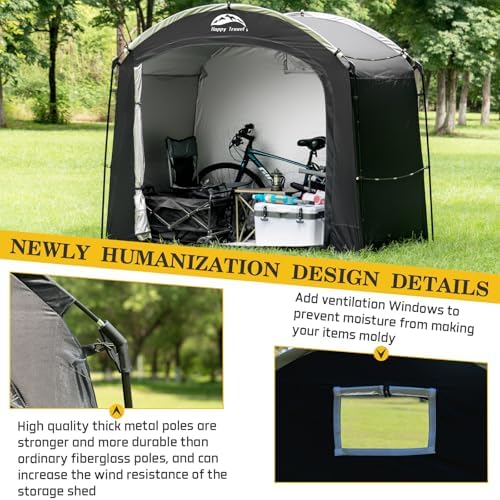 Happy Travel Bike Storage Shed Tent, Waterproof Portable Bicycle Cover Shed - Image 6