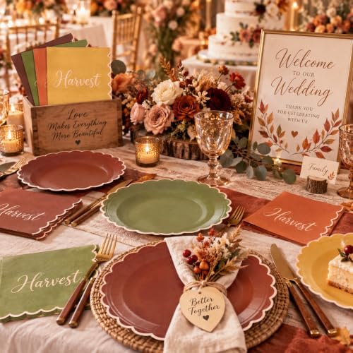 Roshtia 120 Pcs Fall Plates and Napkins Set, Serves 60 - Image 4