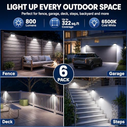 [6 Packs] Solar Motion Sensor Outdoor Lights, Super Bright Solar Lights Outdoor Waterproof, 3 Lighting Modes Security Wall Light for Outside Walking Dog Fence Backyard Deck Garden Door Step Garage - Image 2
