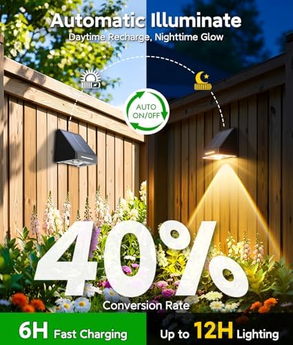 KOOPER Solar Fence Lights Outdoor Waterproof 2 Pack, Solar Fence Lights with Ultra-Bright LED Lens, 10 Modes & 9 Colors Outdoor Solar Lights for Fence, Backyard, Railing, Patio, Wall, Step, Deck - Image 3