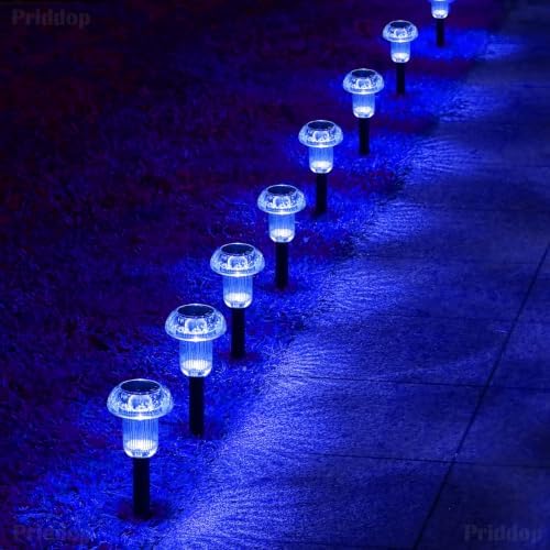 Priddop Solar Garden Lights Outdoor Waterproof 8 Pack Blue LED Mushroom - Image 6