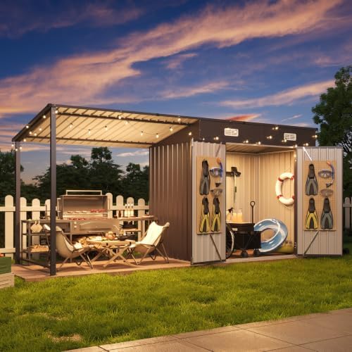 Aoxun 5.6x3.5FT Outdoor Storage Shed & Hardtop Gazebo Combo by Aoxun