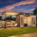 Aoxun 5.6x3.5FT Outdoor Storage Shed & Hardtop Gazebo Combo by Aoxun