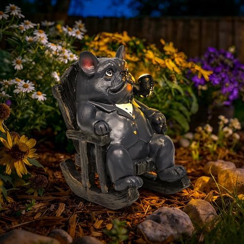 SOWSUN Solar Garden Decor Outdoor Miniature Dog Statue for Patio Yard - Image 7