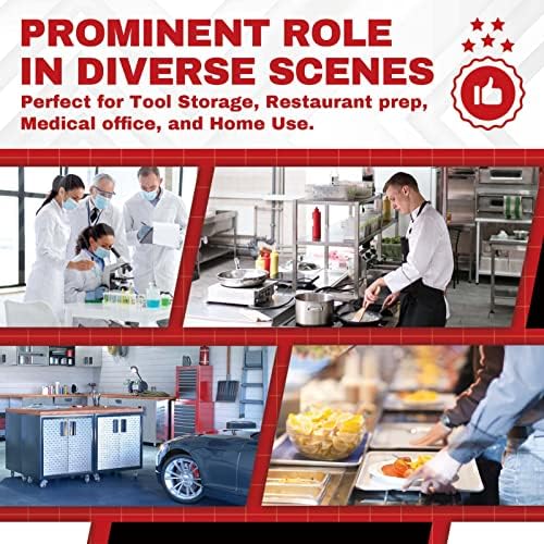DuraSteel 24x24 NSF Stainless Steel Cart Work Table - Heavy Duty Rolling Food Prep Table - Metal Utility Cart on Wheels Caster, Grill Stand Microwave Outdoor Kitchen Tables Countertop Island Large Top - Image 6