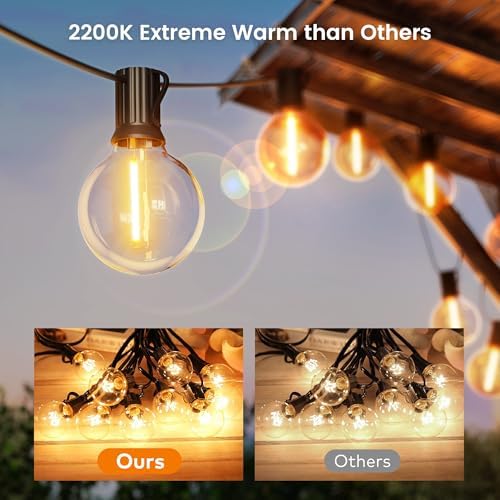 OHLUX Outdoor String Lights, 150FT Patio Lights with 70+2 Dimmable Plastic LED G40 Bulbs, 2200K Waterproof Connectable Hanging String for Backyard Cafe Porch Deck E12 Base - Image 2