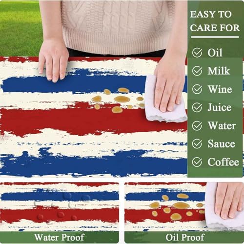 CAPSCEOLL Fitted Picnic Table Cover with Bench Covers 5ft - Red Blue - Image 3