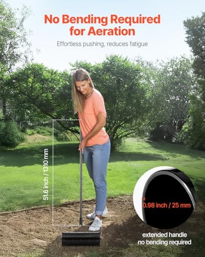 VEVOR Rolling Lawn Aerator, 18-inch Heavy-Duty Manual Rolling Aerator Lawn with Detachable Handle and 27 Iron Spikes, Rolling Lawn Aeration Tool for Garden Patio Yard Compacted Soils and Lawns, Black - Image 5