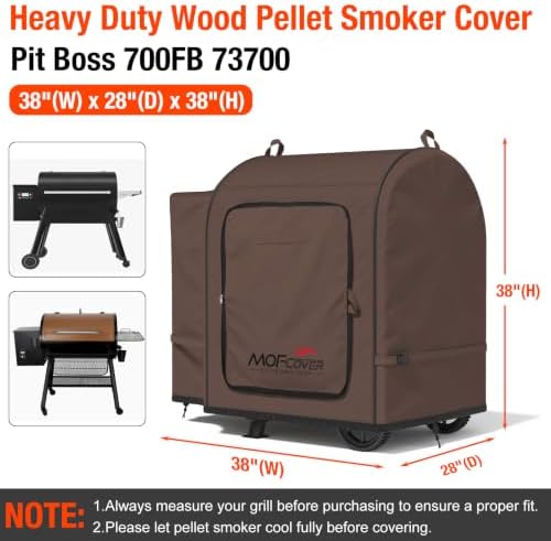 Foldable Grill Cover for Pit Boss 700FB 73700, Waterproof 600D Heavy Duty Wood Pellet Smoker Cover, Fade＆Tear Resistant Pellet Grill Cover for Lexington 500 540,Coffee - Image 5
