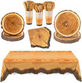 Kochorie 129 Pieces Rustic Wood Slice Paper Party Supplies Tableware Set by Kochorie