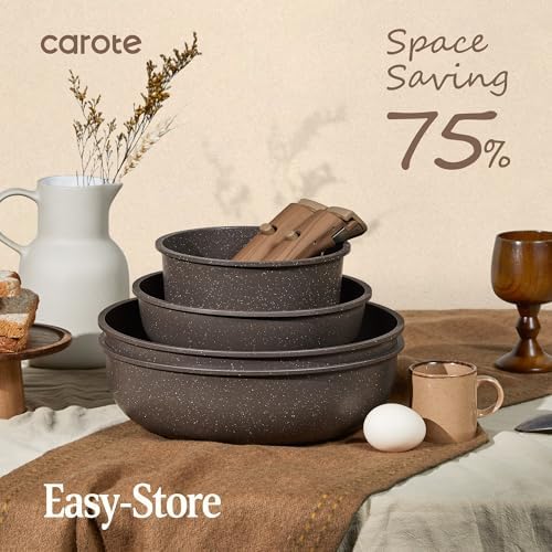 CAROTE 21pcs Pots and Pans Set Non Stick, Detachable Handle Cookware - Image 4