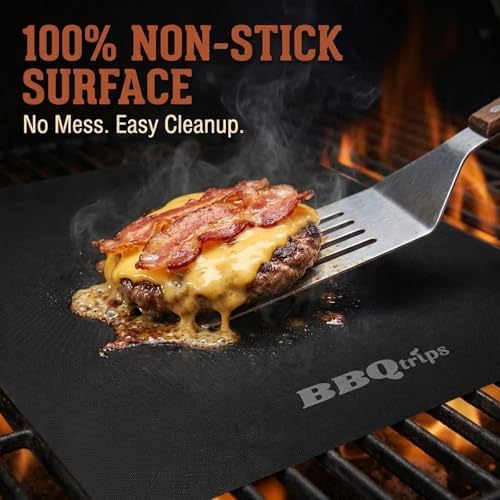 Grill Mats for Outdoor Grill (5 Pack) Non-Stick Reusable Sheets - Image 2