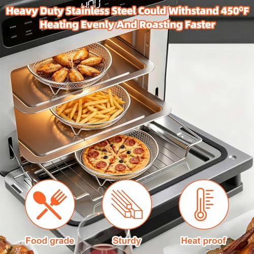 P&P CHEF 7.9'' Round Air Fryer Rack Set of 3, Air Fryer Basket for Grill - Image 7