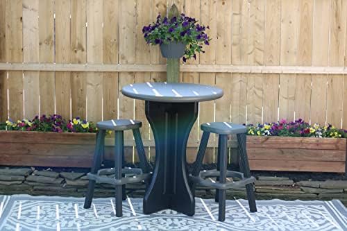 Patio Table Set with Two Barstools - Black Base with Deep Grey Accents - Perfect for Patio and Outdoor Spaces. Hardware Free Easy Assembly. Proudly Made in USA - Image 4