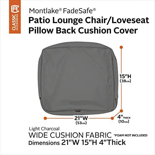 Classic Accessories Montlake FadeSafe Water-Resistant Patio Lounge Back Cushion Cover, 21 x 15 x 4 Inch, Light Charcoal, Patio Furniture Cushion Covers - Image 2