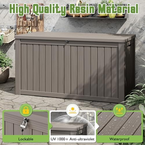 Outdoor Storage Waterproof Deck Box for Patio (200 Gallon, Grey) - Image 3