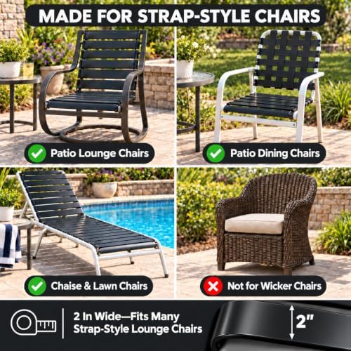 LukLoy 2" Wide 30ft Long Vinyl Straps for Patio Chairs Repairs, Black - Image 6