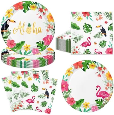 40pcs Flamingo Party Decorations Hawaiian Plates and Napkins Summer Flamingo Themed Tableware Set for Girls Kids Birthday Baby Shower,Suitable for 20 Guests by Unknown