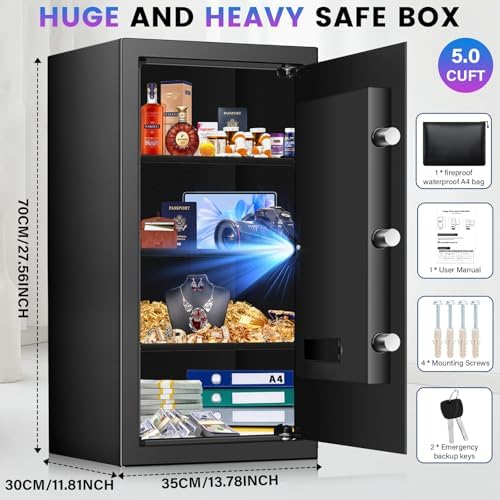 6.2 Cuft Safe Box, Home Safe with Fireproof Waterproof Bag 27.56'' H - Image 4