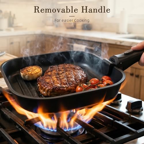 Astercook 23 Pcs Pots and Pans Set Non Stick, Ceramic Cookware Set Detachable Handle, RV Kitchen Cooking Set Removable Handles, Oven Safe, Induction Ready, Stackable, Black, Mothers Day Gifts - Image 2