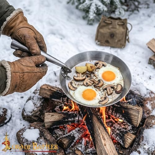 Lord of Battles Medieval Iron Handmade Large Folding Pan Fully Functional Medieval Camping Accessory Polished Finish Historical Re-enactments - Image 2