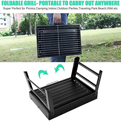 Barbecue Grill, Charcoal Grill Folding Portable Lightweight Barbecue Grill Tools for Outdoor Grilling Cooking Camping Hiking Picnics Tailgating Backpacking Party (Medium) - Image 6
