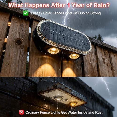 Ellasay Solar Fence Lights Outdoor: IP65 Waterproof Bright LED Wall Lighting with 3 Color Modes and 12 Hour Battery Life Perfect for Garden Backyard Porch and Holiday Parties 8 Pack - Image 5