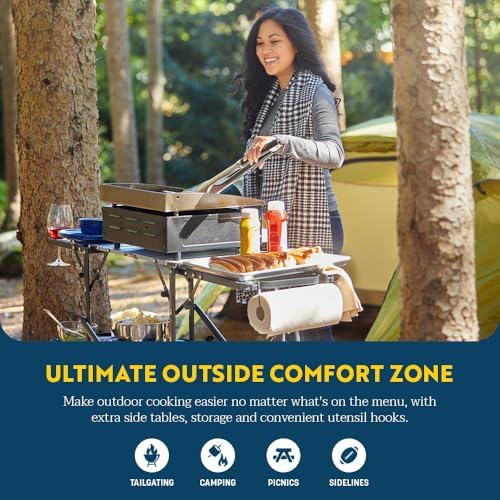 GCI OUTDOOR Slim-Fold Cook Station | Portable Folding Kitchen Table with a Heat Resistant Tabletop, 4 Side Tables & Storage Rack, Perfect for Picnics & Camping Trips - Image 6
