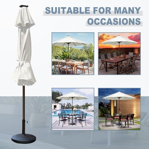 EliteShade USA 10-Year-Non-Fading 10ft Market Patio Umbrella, Commercial Grade Table Sun Umbrella with 80 Solar LED Lights, Crank Open, Windproof & UPF 50+ UV Protection for Garden, Deck, Pool, Backyard, No Tilt, White - Image 6