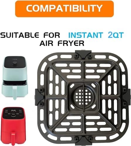 2QT Air Fryer Tray for Instants Vortex Mini Air Fryers, Upgraded Double Layer Nonstick Coating Air Fryer Grill Pan Crisper Plate Rack Grate Shelf for Instant 2QT Air Fryer, Dishwasher Safe - Image 2