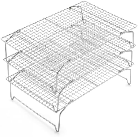 E-far Cooling Rack 15”x10”, 3-Tier Collapsible for Cooking and Baking by E-far