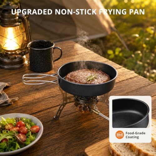 aiGear Upgraded Nonstick Camping Cookware with Pot Pan Kettle Cutlery - Image 3
