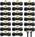 Brass Mister Nozzles 20 Pack with Misting Nozzle Tees & End Plugs by Petutu