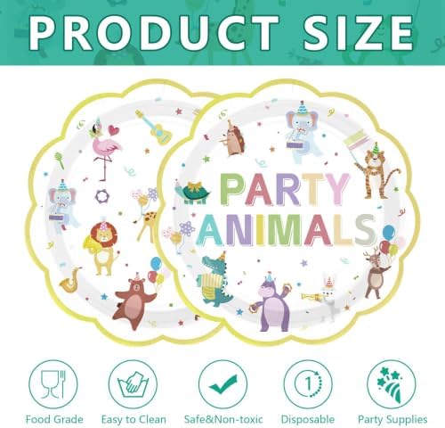 50Pcs Animal Parade Scalloped Heavy Duty Paper Plates 9 Inch - Image 4