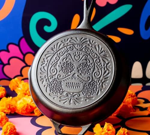 Lodge Pre-Seasoned Cast Iron Skillet, Sugar Skull, 10.25 Inches - Image 2