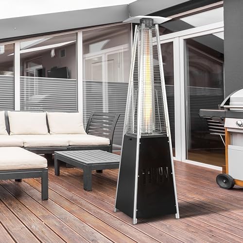 Nuu Garden 48,000 BTU Pyramid Outdoor Propane Patio Heater with Oxford Cover, Hammered Bronze Tower Heater for Garden, Terrace, Black - Image 4