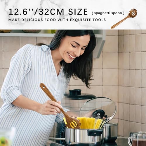 Wooden Spoons for Cooking, 8-Piece Acacia Wood Cooking Utensil Set - Image 3