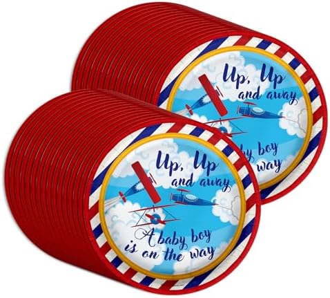 Up Up and Away Airplane Baby Shower - 32 Piece Disposable Party Supplies - Baby Shower Decorations - Round Party Plates - Large 9" Paper Plates In Bulk - Image 5