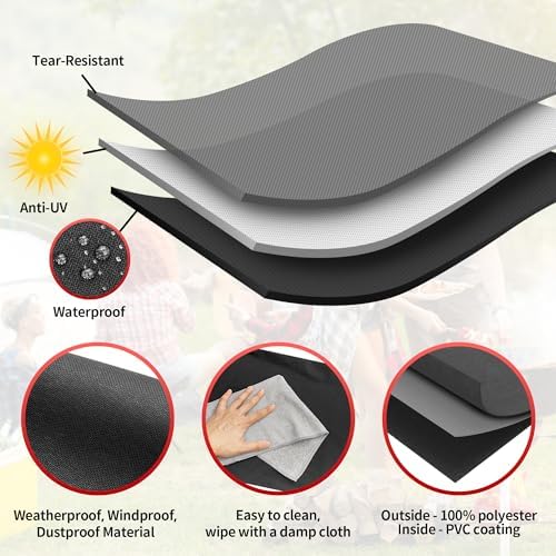 NEXCOVER Round Grill Cover -19.5” Dia for George Foreman Gfo3320 Gfo240 Crills, Dome Smoker Cover, Fade & UV Resistant Barbecue Cover,Waterproof BBQ Grill Cover, Black - Image 3