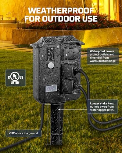 DEWENWILS Outdoor Power Stake Timer with Remote Control, Dusk to Dawn Timer - Image 5