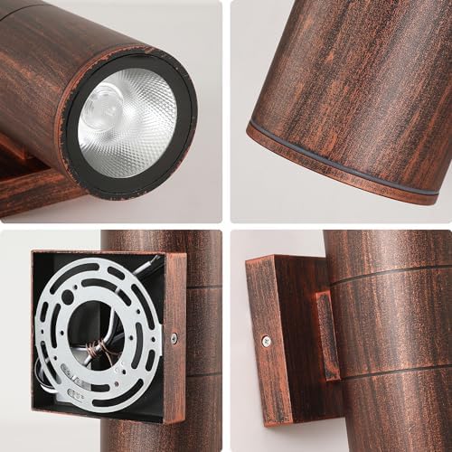 DAKAFUL Outdoor Wall Lights 2 Packs, Integrated LED Cylinder Up Down 12W 2700K Modern Aluminum Light, Waterproof Exterior Light for Porch Patio Door - Image 6