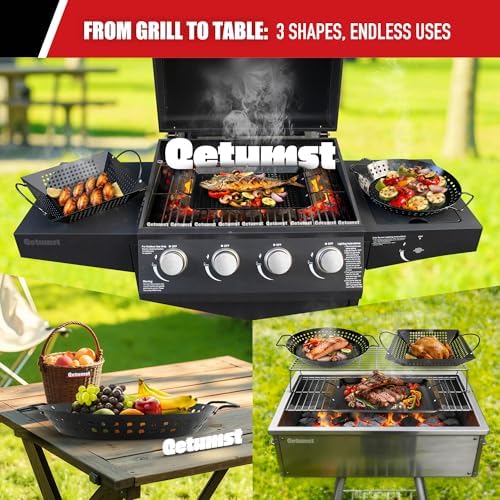 Qetumst Large 3 PCS Grill Basket Set for Outdoor Grill, Veggie Grilling Pan - Image 6