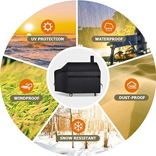 NEXCOVER Offset Smoker Cover - 60 Inch Waterproof Charcoal Grill Cover, Outdoor Heavy Duty BBQ Cover, Rip Resistant Smokestack Barbecue Cover for Brinkmann Char-Broil Weber Nexgrill, Black. - Image 6