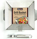 Heavy-Duty Stainless Steel Grill Basket – 12" x 13.75" Large BBQ Basket with Removable Handle – Durable Grilling Basket for Vegetables & Meat – Outdoor Cooking Accessory for Gas & Charcoal Grills by Braize