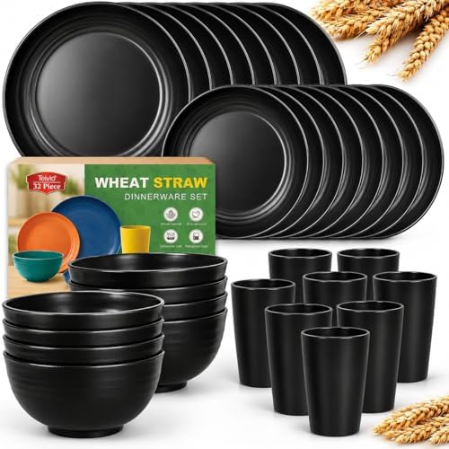 Teivio 32-Piece Plates and Bowls Sets for 8, Kitchen Dish Dinnerware Sets by Teivio