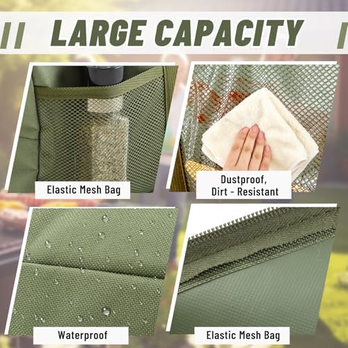 Amylove 24" Grill Tool Storage Bag, Waterproof BBQ Utensil Organizer, Green - Image 4