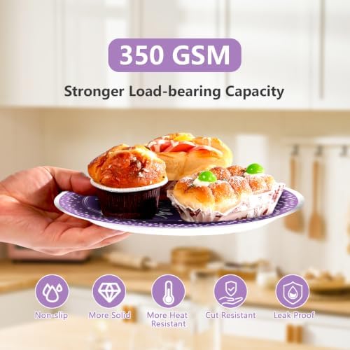 250Pcs Purple Silver Birthday Party Plates Serves 50 - Image 3