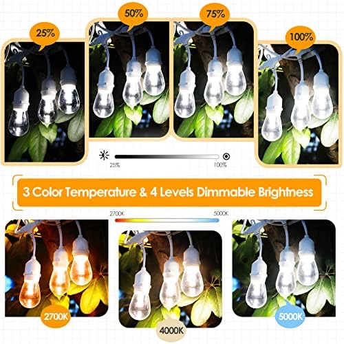 Mlambert 96FT(2x48FT) 3 Colors LED Outdoor String Lights with Remote, White - Image 3