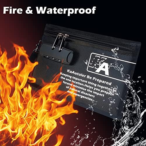 KaAutoler Small Fireproof Bag with Lock, Waterproof Money Bag with Zipper Pouch Envelope Container for Cash, Keys, Jewelry and Other Valuables - Image 3